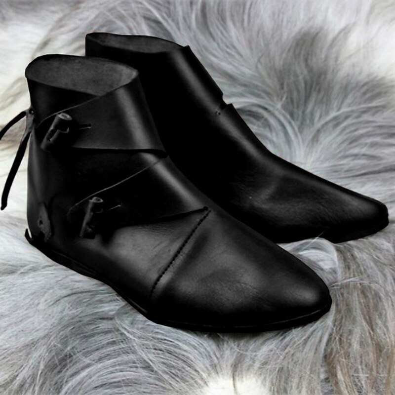 Vintage Medieval Renaissance Shoes Flat Jazz Boots Turn Shoes Pirate Viking Ranger Archery Solid Colored Fancy Dress Men's Women's Unisex Celtic Pirate Fantasy Halloween Carnival Masquerade Casual3