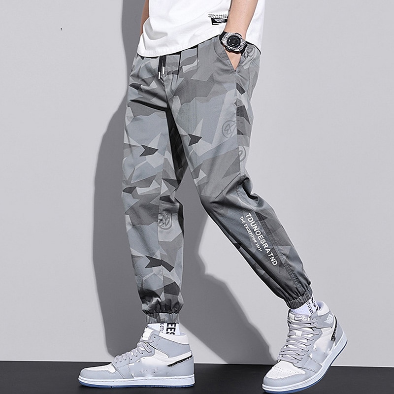 Men's Cargo Pants Cargo Trousers Joggers Trousers Elastic Waist Classic Multi Pocket Camouflage Comfort Outdoor Full Length Casual Daily Streetwear Stylish ArmyGreen Gray Micro-elastic