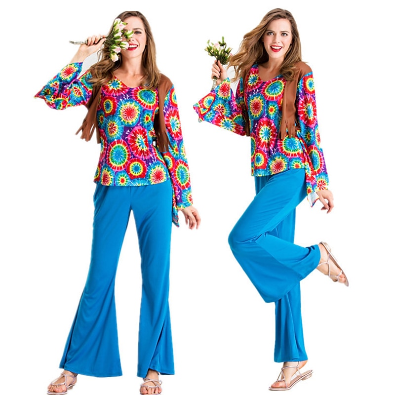1960s Hippie 1970s Pants Cosplay Costume Outfits Disco Fancy Dress Women's Carnival Masquerade Party / Evening Pride Parade Pride Month Adults' Vest Top Pants All Seasons2