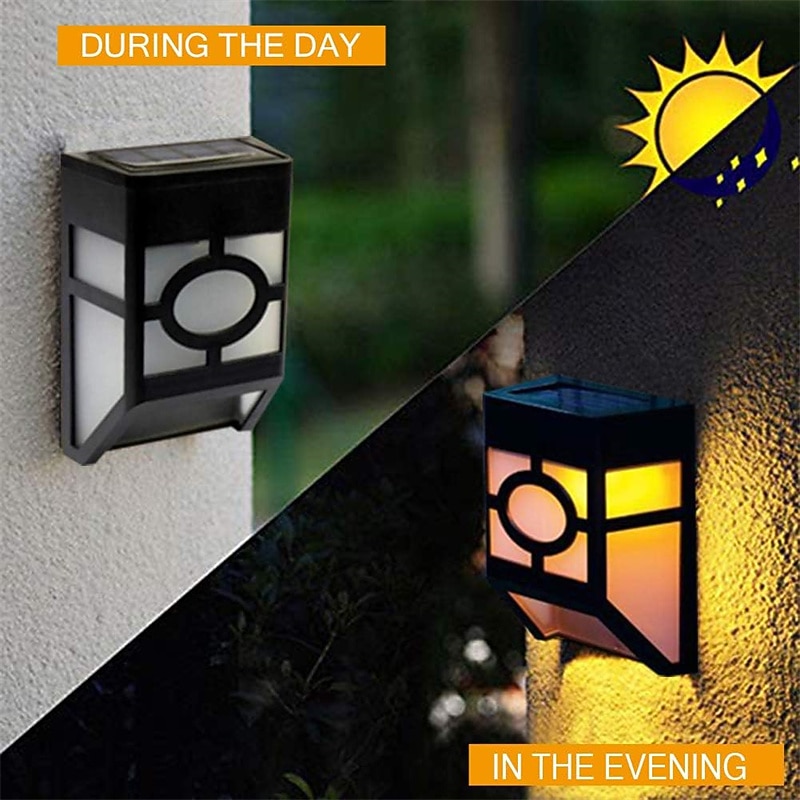 Solar Fence Lights Outdoor LED Wall Light Waterproof Wireless Step Decorative Lighting Lamps for Deck Stair Patio Garden Walkway Landscape
