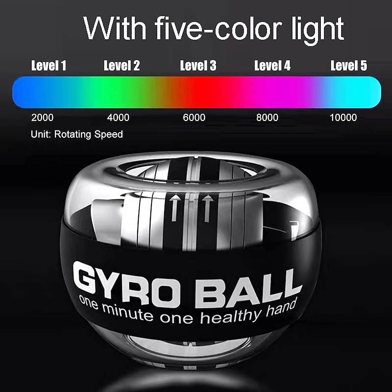 LED Gyroscopic Powerball Autostart Range Gyro Power Self Start Wrist Ball Fitness Exercise Equipment Arm Hand Muscle Trainer3