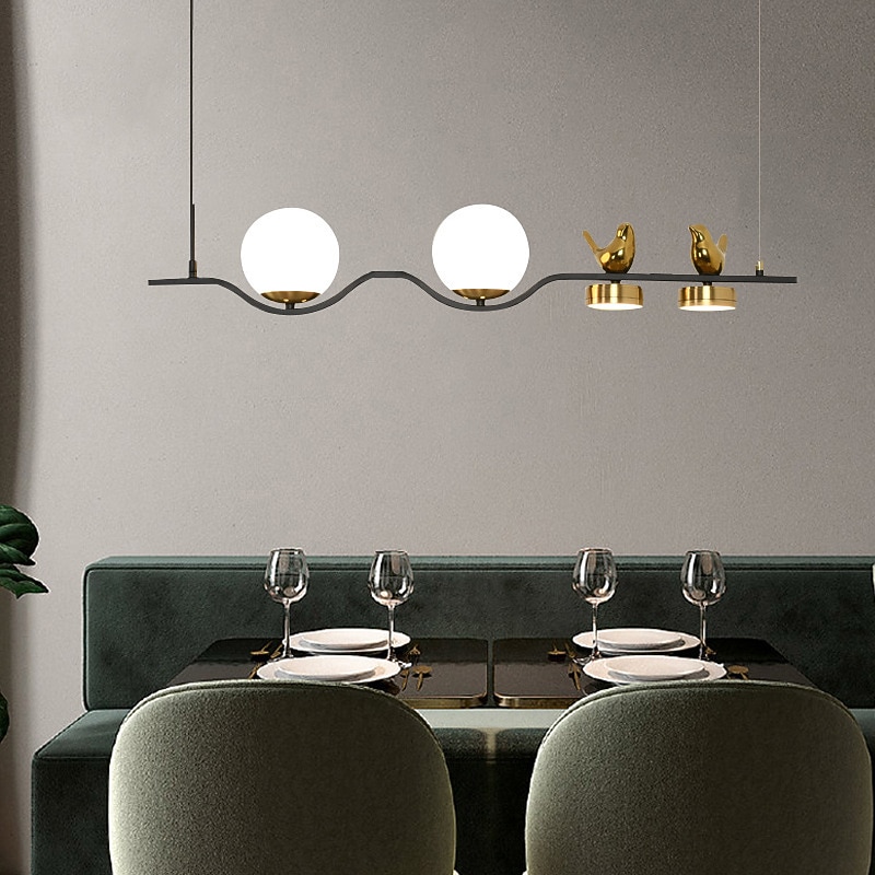 LED Pendant Light  4 Heads Ball-Shaped Glass Shade Liner Globle Design Modern Nordic Living Dining Room Lights Indoor Decoration Ceiling Hanging Lighting 110-240V2