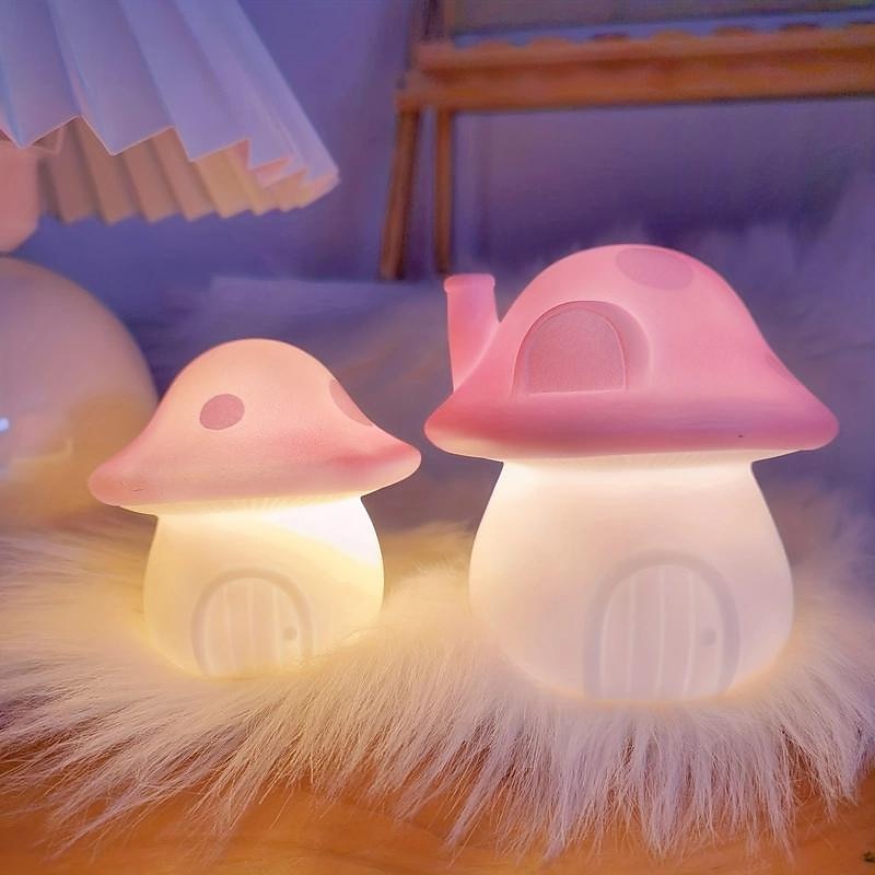 Mushroom Night Light Tabletop Decoration Table Lamp Kawai Mini LED Atmosphere Night Light For Bedroom Nursery Bedside Home Room Decor Novelty Luminous Toy Gifts4