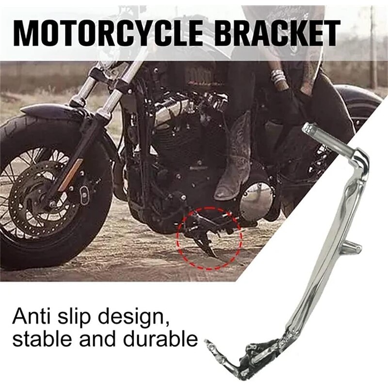 Halloween Skeleton Paw Motorcycle Kickstands - Skeleton Paw With Middle Finger Motorcycle Kickstands, Aluminum Alloy Universal Motorcycle Side Mount2