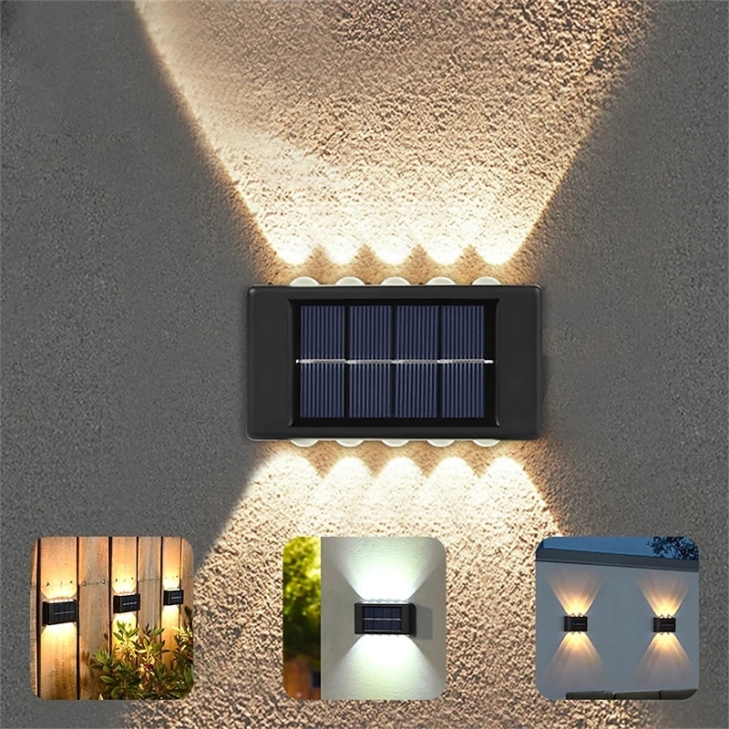 10LEDs Solar Wall Lamp Outdoor Waterproof Solar Lights Up And Down Luminous Lighting For Garden Street Landscape Balcony Outdoor Decor
