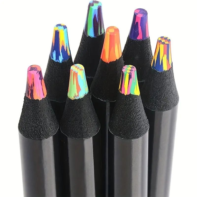 8 Colours Rainbow Pencils Jumbo Colouring Pencils For Adults And Children Multi-Coloured Pencils For Art Drawing Colouring Sketching3