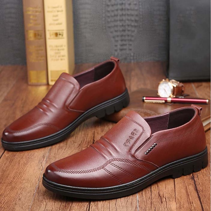 Men's Black Slip-On Faux Leather Loafers – Comfortable Business Casual Dress Shoes for Office, Travel, and Daily Wear3