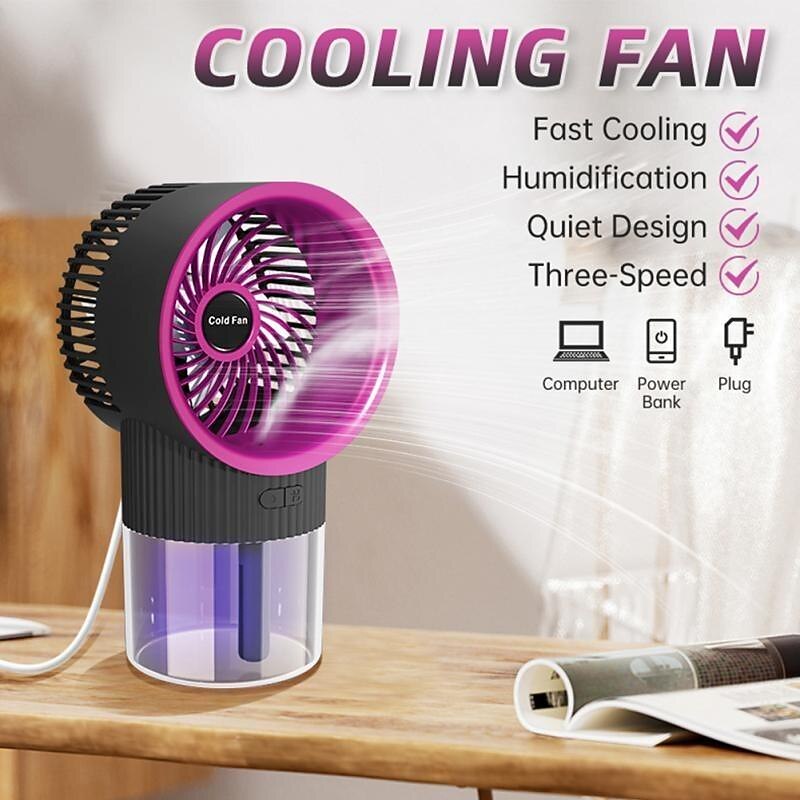 Mini Desktop Air Cooler Spray Fan – USB Rechargeable Water Mist Humidifier Air Conditioner Fan for Home or Office2