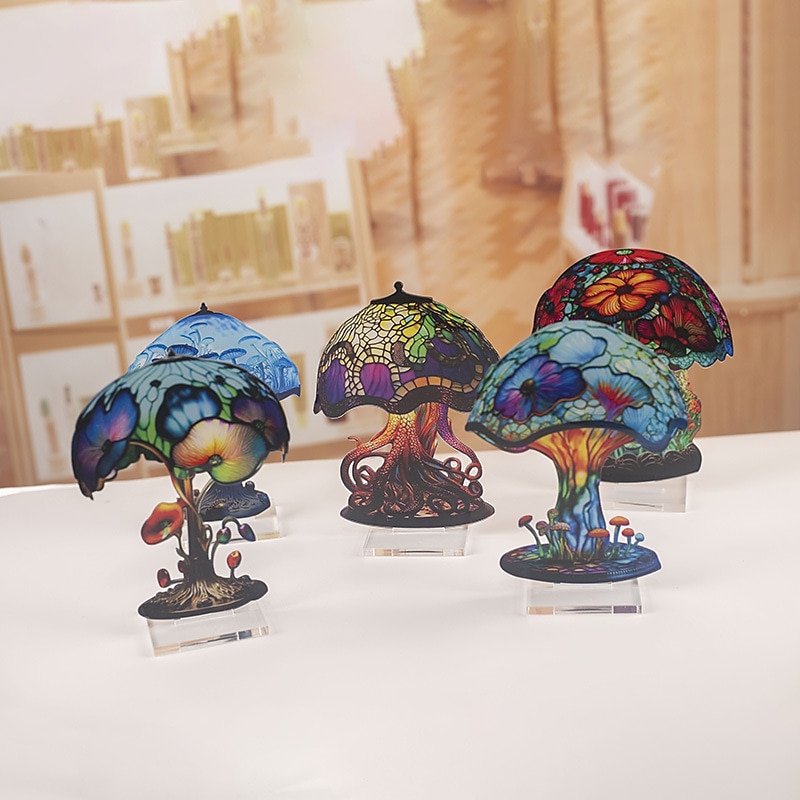 Mushroom Decoration Acrylic Double-sided Desktop Decoration Flowers Octopus Snail Plants Handicraft Decoration Home Office Decor4