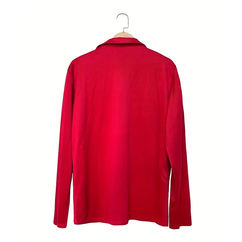 Men's Button Up Polos Polo Shirt Casual Sports Lapel Long Sleeve Fashion Basic Plain Patchwork Button Summer Regular Fit Black Red Navy Blue Button Up Polos2