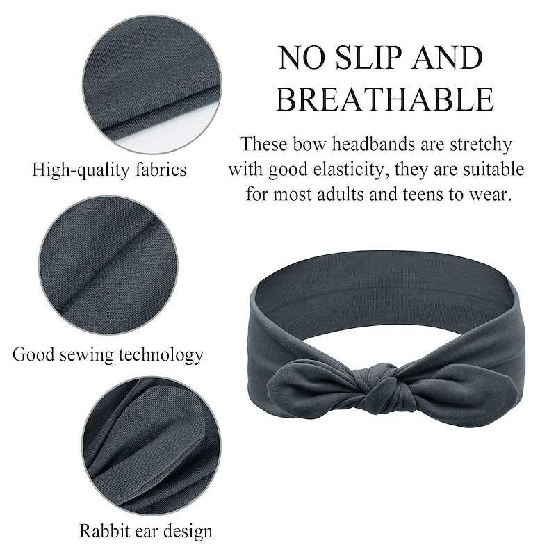 1PC Bow Headbands for Women Elastic Hair Band Headwraps Knotted Headband Rabbit Ears Turban Fashion Sport Cute Hair Accessories3