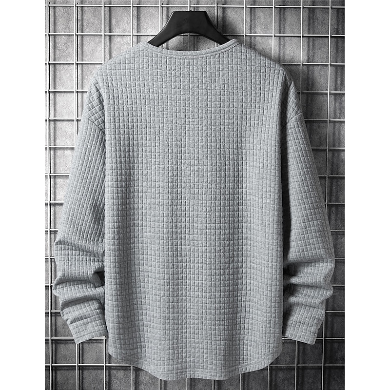 Men's Waffle Tee Waffle Shirt T Shirt Tee Top Long Sleeve Crew Neck Summer Plain Fashion Designer Basic Vacation Street Going out Black White Gray Top Tee for Men3