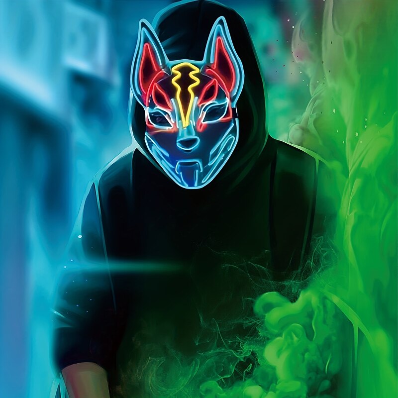 LED Halloween Mask Masquerade Cosplay Glowing Mask Carnival Suitable for Men Women Children3