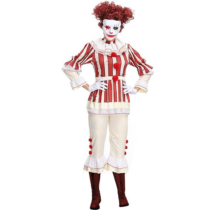 Burlesque Clown Pennywise Halloween Cosplay Costume Party Costume Outfits Cosplay Adults' Women's Halloween Carnival Masquerade Performance Party Easy Halloween Costumes Dress Up2