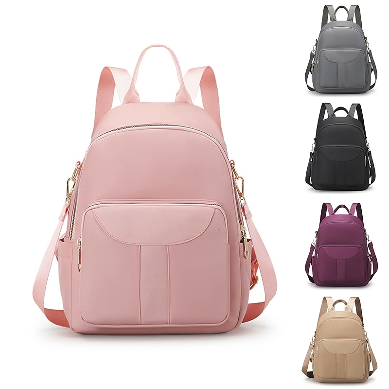 Women's Stylish Nylon Backpack - Large Capacity, Multi-Pocket Back to School Bag in Multiple Colors