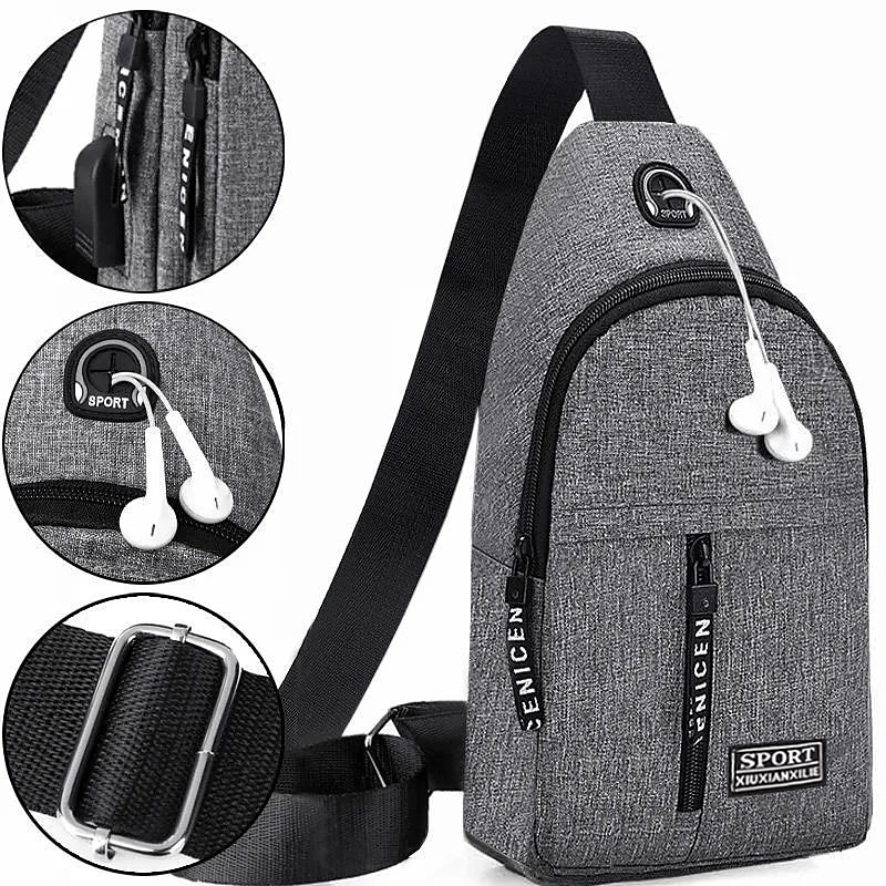 Men's Crossbody Sling Bag with USB Charging Port - Large Capacity, Multi-Pocket Back to School Shoulder Bag2