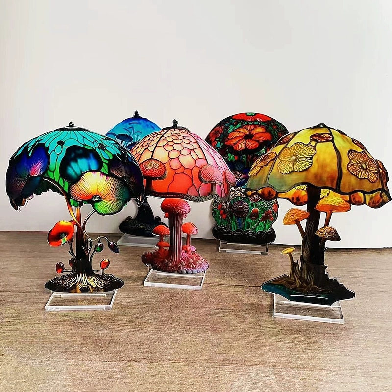 Mushroom Decoration Acrylic Double-sided Desktop Decoration Flowers Octopus Snail Plants Handicraft Decoration Home Office Decor3