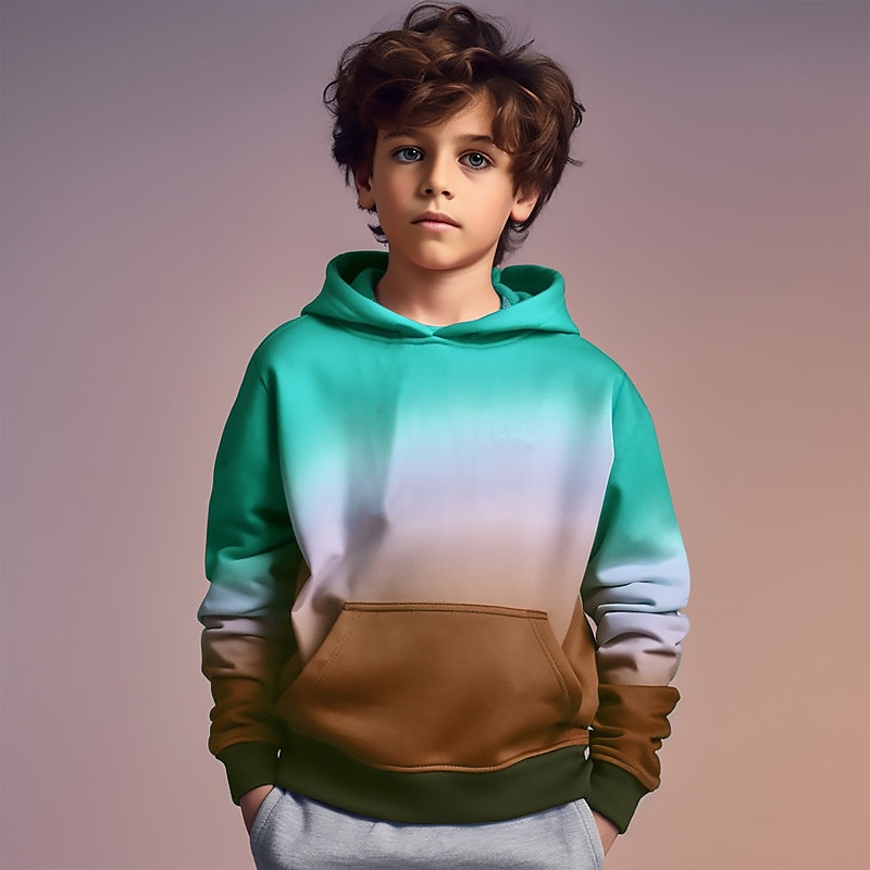 Boys 3D Graphic Gradient Hoodie Long Sleeve 3D Print Summer Spring Fall Fashion Streetwear Cool Kids 3-12 Years Outdoor Casual Daily Regular Fit2