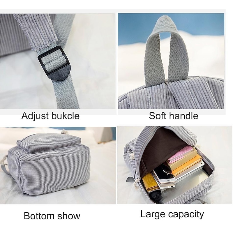 School Backpack Bags For Teenage Girls Backpack Women Bagpack Female  Corduroy Bookbag Harajuku Bag, Back to School Gift3