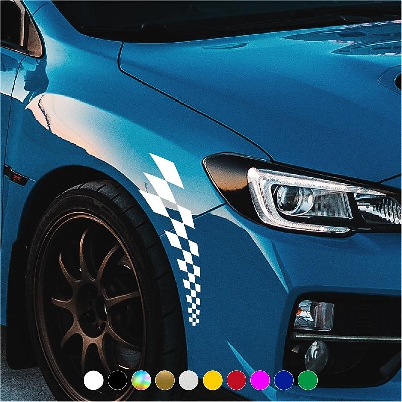 4PCS Fashion Racing Car Stickers Checkered Flag Car Accessories Waterproof Vinyl Decal2