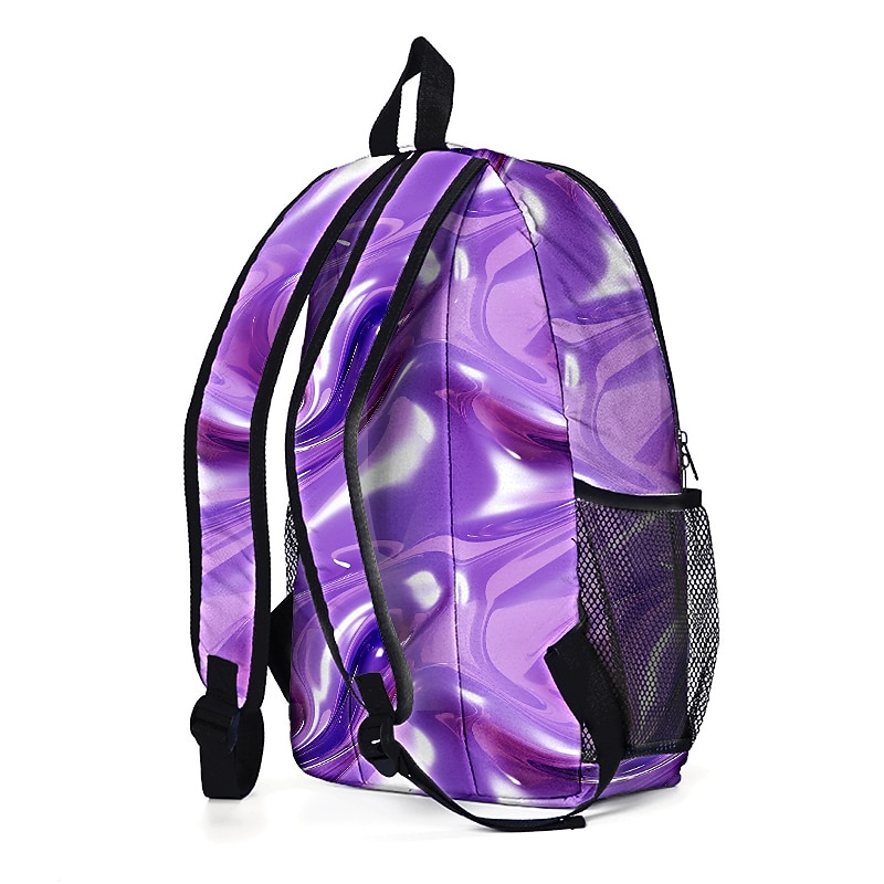 Purple Swirl Print Backpack for Teens – Stylish Marbled Design School Bag with Large Capacity for Boys and Girls4