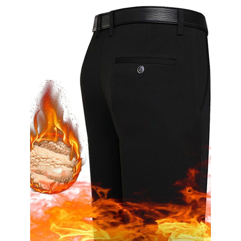 Men's Sherpa Dress Pants Winter Pants Trousers Suit Pants Fleece Plain Comfort Breathable Outdoor Daily Going out Fashion Casual Black Royal Blue3