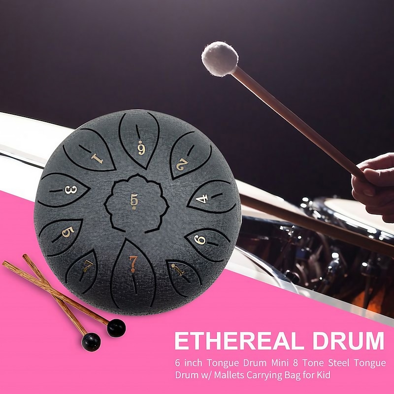 6 Inch 11 Tone Steel Tongue Drum Mini Music Drums Handpan Beginners Ethereal Drum Musical Instruments Tambor Gifts