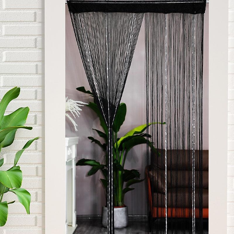 String Curtain Doorway Curtain Tassels Beaded Curatin, Boho Macrame Sliding Door Curtain Wedding Tapestry Decoration, Room Divider for Pergola Outdoor Patio W 1m x H 2m3