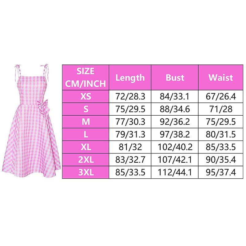 Couples Movie Doll Outfits Pink Plaid Dress Hawaiian Shirt Shorts Men's Women's Couple's Cosplay Costume Halloween Carnival Masquerade Beach Vacation3