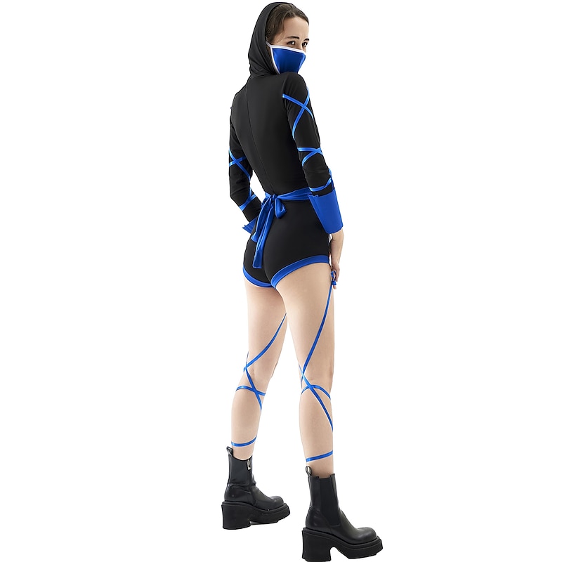 Couples Dragon Ninja Halloween Group Couples Costumes Women's Movie Cosplay Cosplay Costumes Red Blue Leotard / Onesie Halloween Carnival Masquerade4