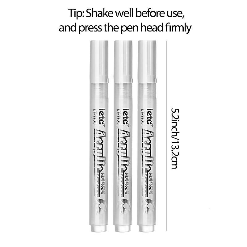 3pcs White Acrylic Marker Pen Mark Modification Drawing Coloring Pen For Students Drawing Record Taking Notes School Office2