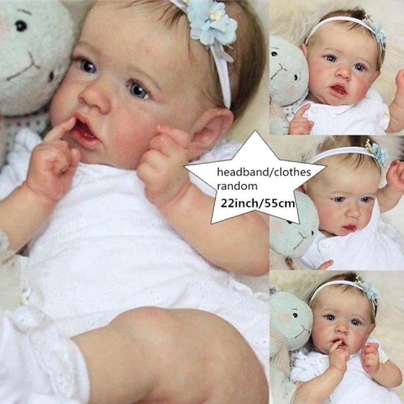 22 inch Reborn Doll Baby & Toddler Toy Reborn Toddler Doll Doll Reborn Baby Doll Baby Baby Boy Baby Girl Reborn Baby Doll Saskia Newborn lifelike Gift Hand Made Non Toxic Vinyl W-05 with Clothes and