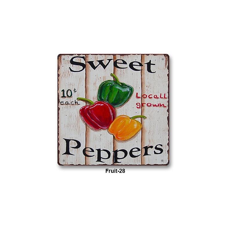 1pc Retro Metal Tin Sign Fruit Tin Sign Vintage Kitchen Signs Wall Decor, Painting Wall Hanging for Restaurant Decor Bar Decor Home Decor Wall Art Metal Tin Sign 30x30cm/12''x12''2