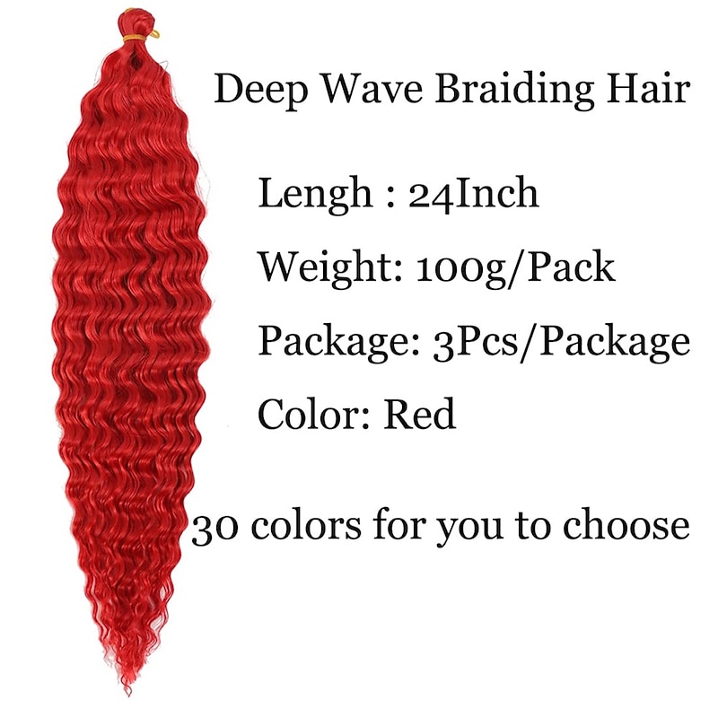 24 inch Ocean Wave Crochet Hair Deep Wave Twist Crochet Hair Extensions Curly Braiding Hair 3 packs Long Wavy Water Wave Braids For Women Synthetic Crochet Braid Hair2