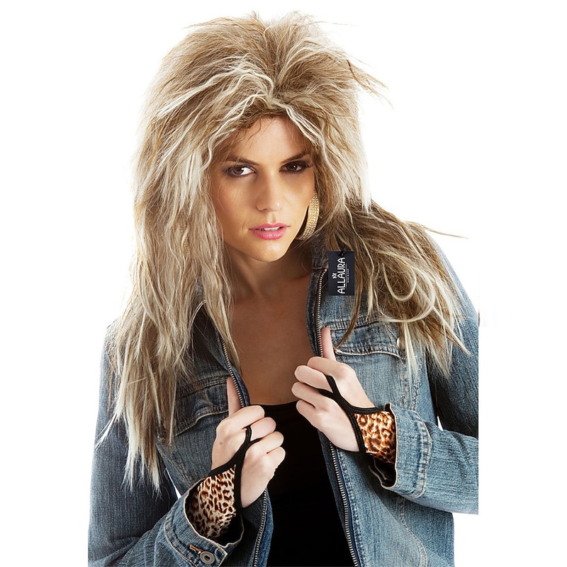 80's Tina Rock Diva Costume Wig 80s Rocker Wig Women - Tina 80 s Rocker Wig Brown Blonde Rocker Wig - Rock Diva Wig Halloween Wigs