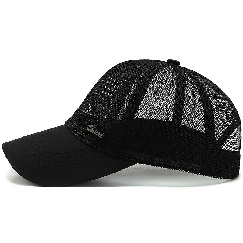 Men's Baseball Cap Black Deep Blue Mesh Travel Beach Outdoor Vacation Plain Adjustable Fashion2