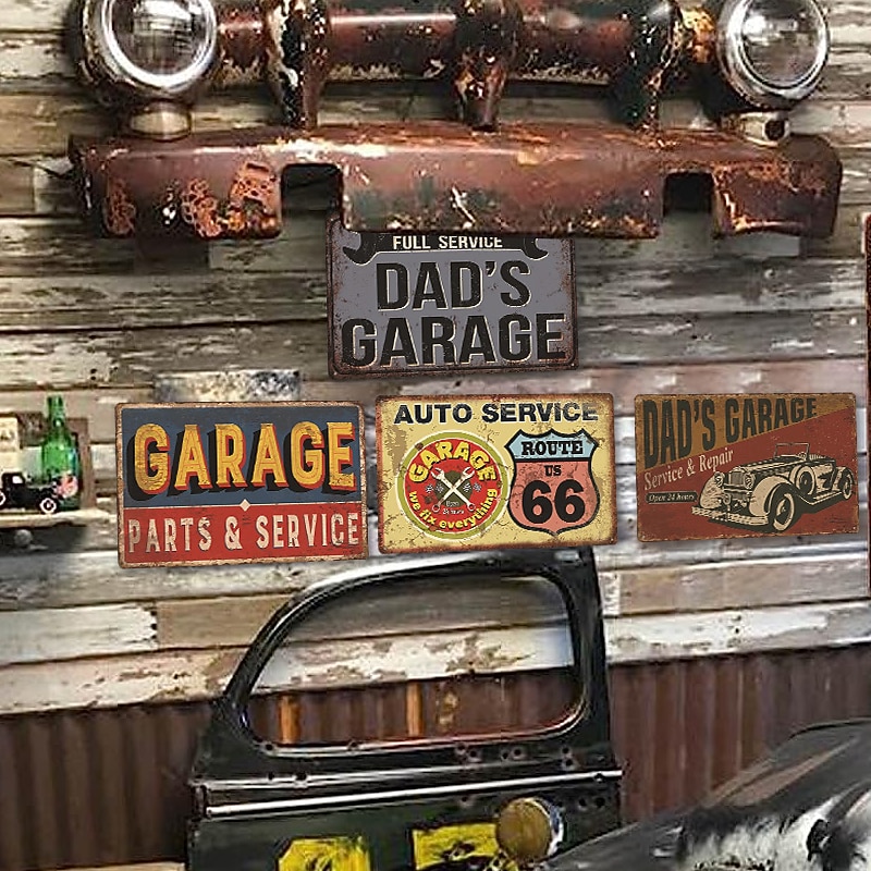 1pc Garage Metal Tin Sign, Car Vintage Plaque Decor, Home Decor, Restaurant Decor, Bar Decor, Cafe Decor, Garage Decor, Wall Decor, Water-proof, Dust-proof20x30cm/8''x12''3