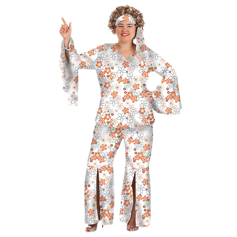 Hippie 1970s Disco Outfits Headband Trousers Flare Cuff Sleeve Hippie Disco Fancy Dress Women's Halloween Carnival Masquerade Party / Evening Pride Parade Pride Month Adults' Top Pants Headband3
