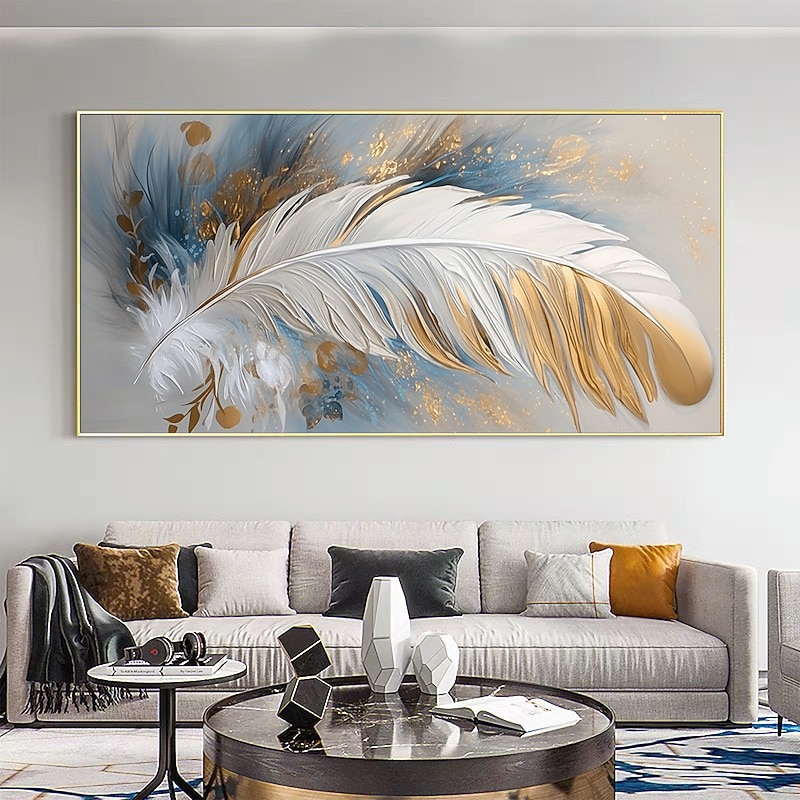 Handmade Oil Painting Canvas Wall Art Decor Original Feather Painting for Home Decor With Stretched Frame/Without Inner Frame Painting3