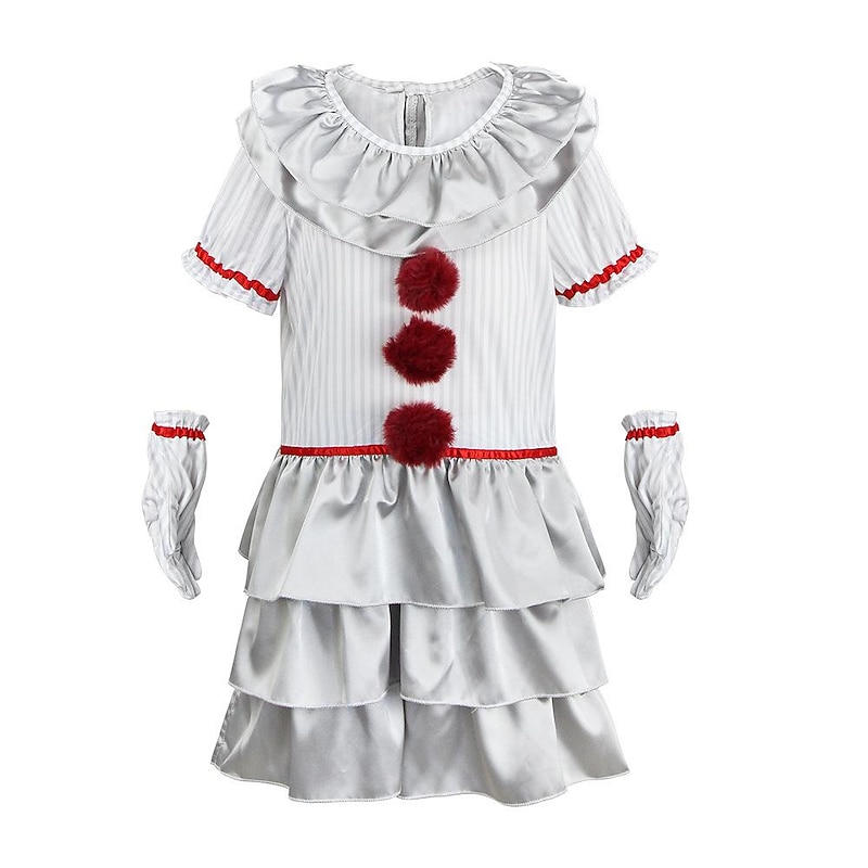 Burlesque Clown Pennywise Halloween Dress Cosplay Costume Party Costume It Carnival Costume Outfits Cosplay Kid's Girls' Halloween Carnival Masquerade Performance Party Easy Halloween Costumes Dress3