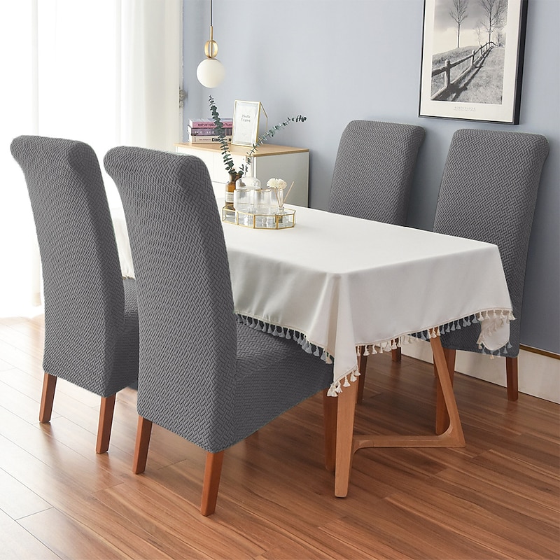 Dining Chair Covers, Stretch Chair Cover Black Green Spandex Jacquard  Burgundy Red High back Chair Protector Covers Seat Slipcover with Elastic Band for Dining Room,Wedding, Ceremony, Banquet