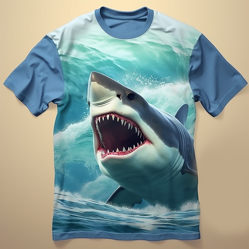 Boys 3D Animal Shark T shirt Short Sleeve 3D Print Summer Spring Active Sports Fashion Kids 3-12 Years Outdoor Daily Regular Fit