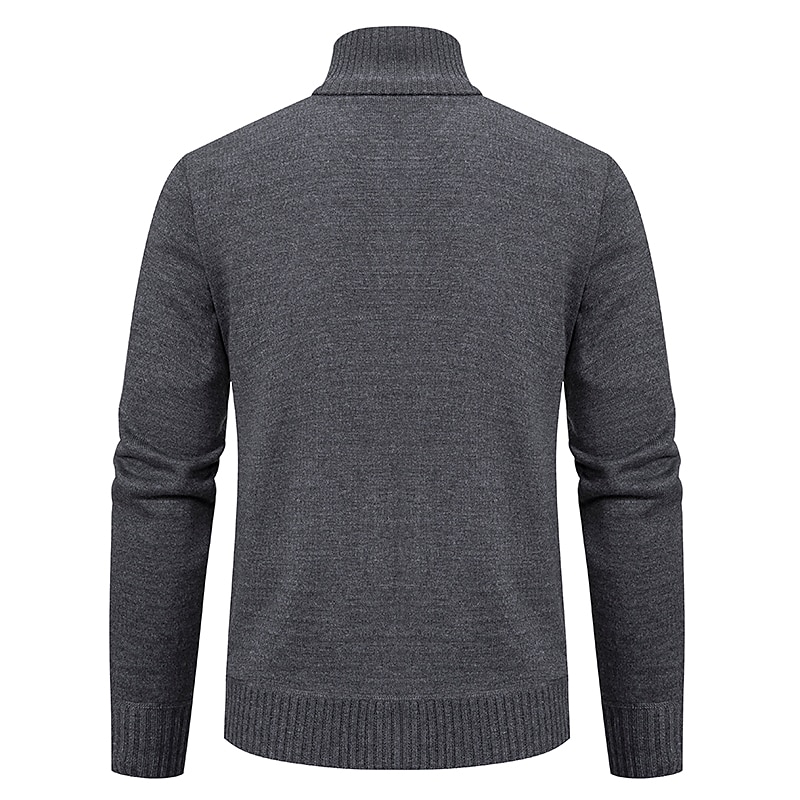 Men's Sweater Cardigan Sweater Dress Sweater Ribbed Knit Regular Knitted Stand Collar Warm Ups Modern Contemporary Daily Wear Going out Clothing Apparel Fall & Winter Light Grey Dark Grey S M L2
