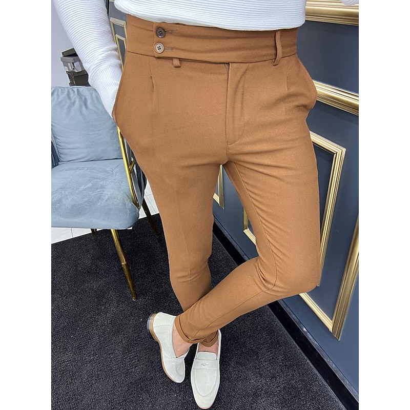 Men's Trousers Chinos Chino Pants Gurkha Pants Pocket High Rise Plain Comfort Breathable Outdoor Daily Going out Fashion Casual Green Khaki3