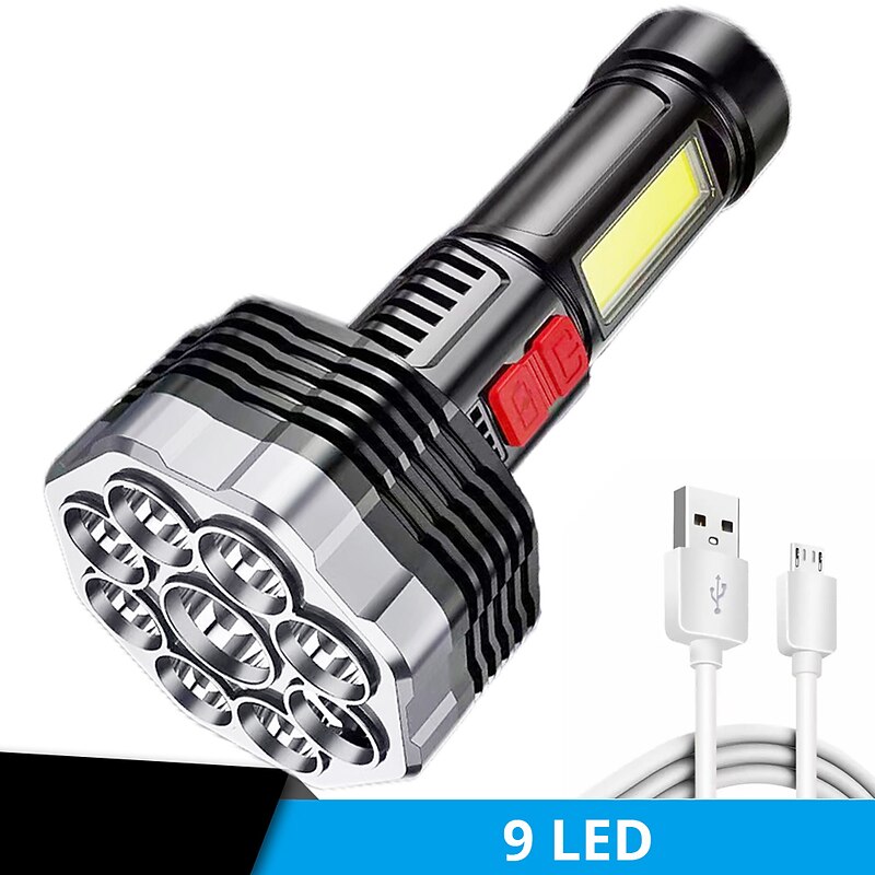 9 LED Flashlight Super Strong Torch with USB Rechargeable Handheld Lantern Waterproof Portable4
