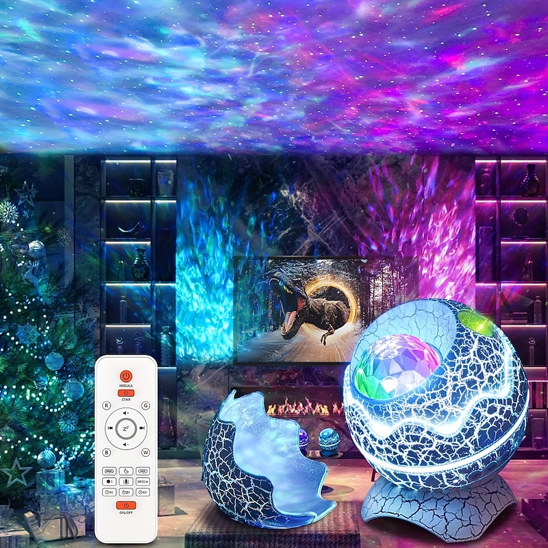 Star Projector Night Light Dinosaur Egg Projector Sky Galaxy Projector Ocean Wave Projector Light with Sleep White Noise Bluetooth Music Speaker Starlight Projector for Ceiling Decor Adult Kids Room Theater Party