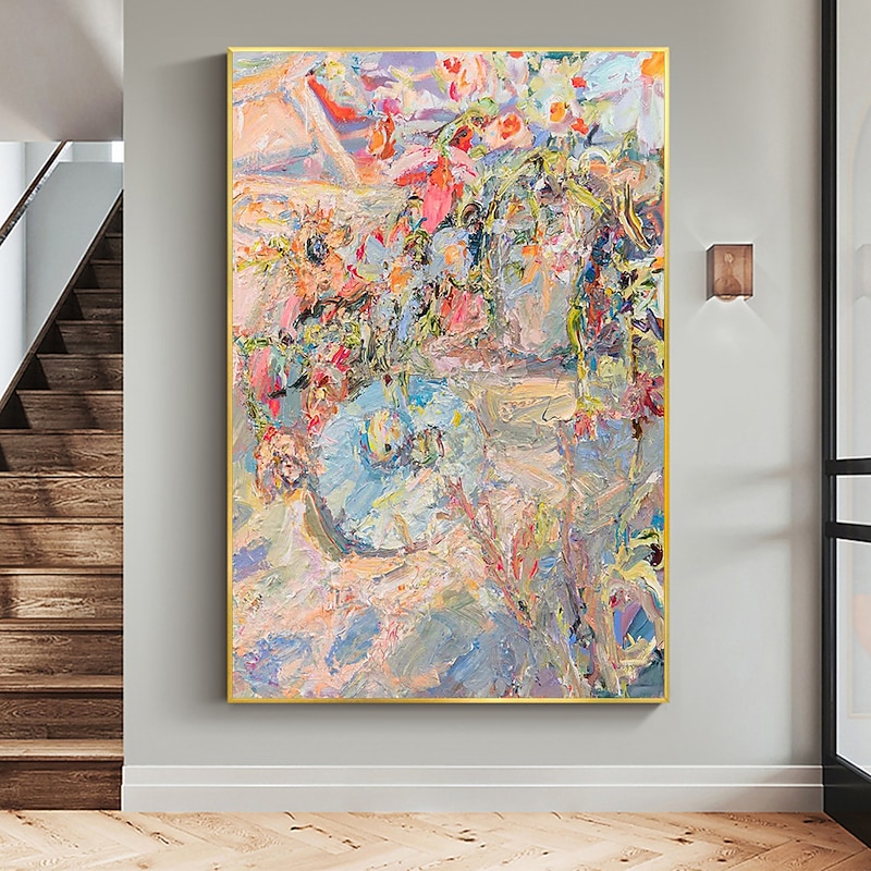 Handmade Oil Painting Canvas Wall Art Decor Original Textured Floral Painting for Home Decor With Stretched Frame/Without Inner Frame Painting