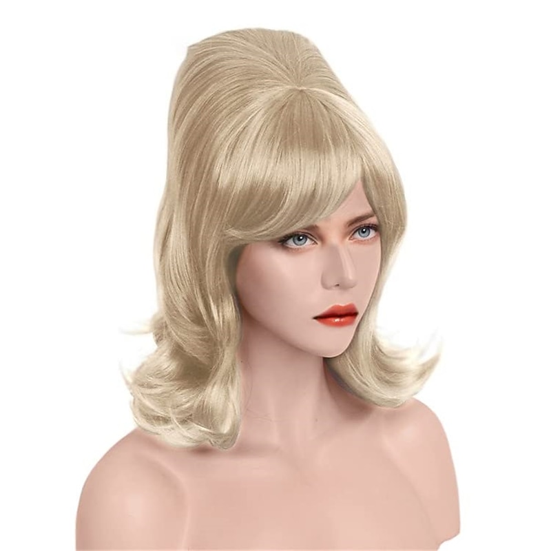 Blonde Beehive Wig 60s Blonde Wig Women 50s Flip Wig with Retro Bang Blonde Cosplay Carnival Vintage Costume Wig3