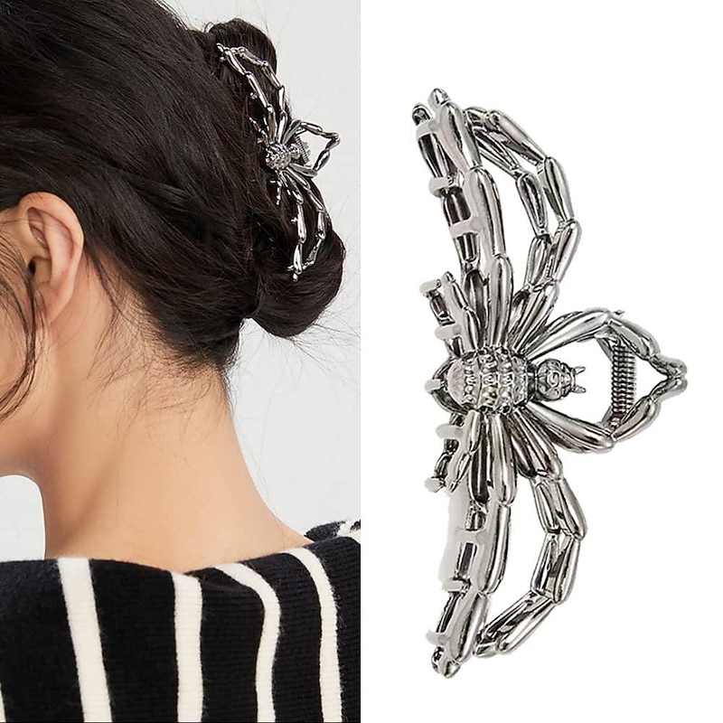Spider Hair Clips, Claw Clips for Women and Girls, French Black Large Spider Fashion Nonslip Design Claws Clip for Thick Hair Thin Hair Claw Clips, Luxury Hair Accessories for Women