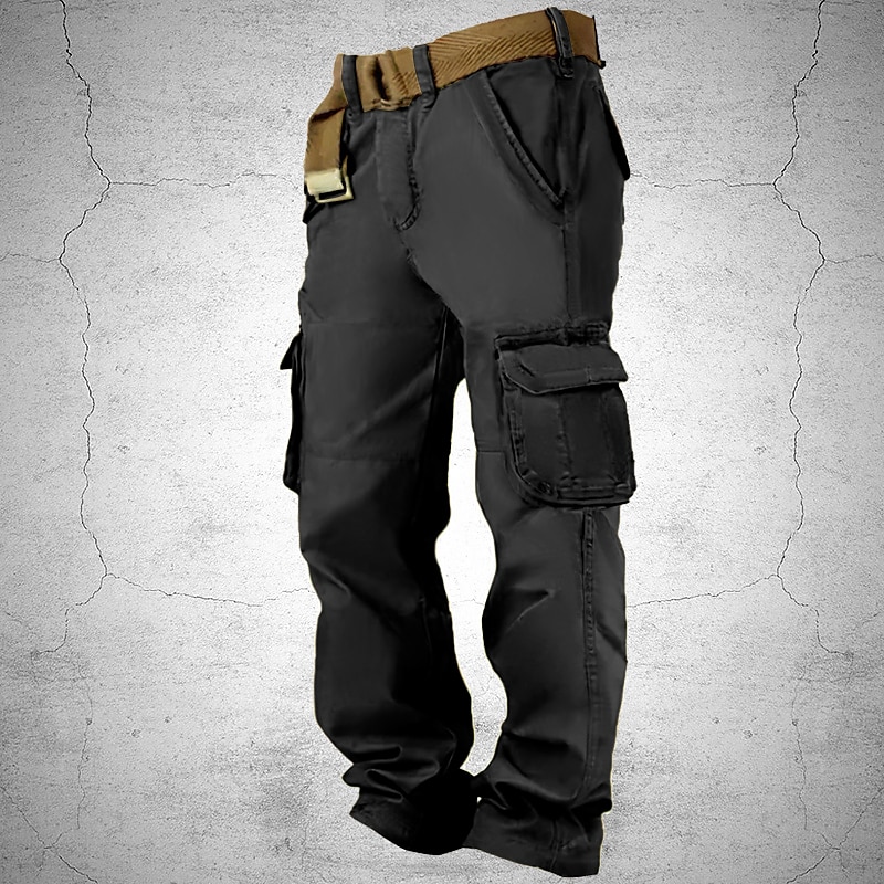 Men's Cargo Pants Trousers Multi Pocket Plain Wearable Outdoor Casual Daily Fashion Classic Army Yellow Black2